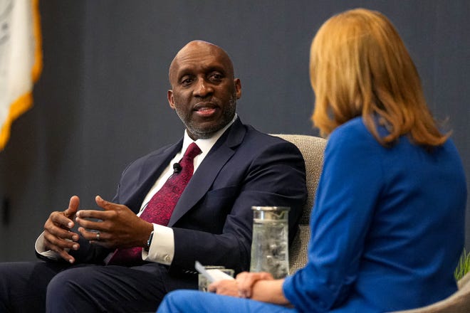 T.C. Broadnax Jr., shown at Monday's town hall meeting, said in a news release Tuesday night, "I am honored and I look forward to the City Council’s vote to allow me to serve as Austin’s next City Manager."